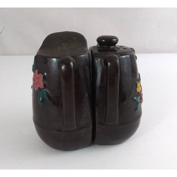 Vintage Thames Redware Pitcher Sugar Shaped Floral 4" Salt & Pepper Shakers - Picture 2 of 14